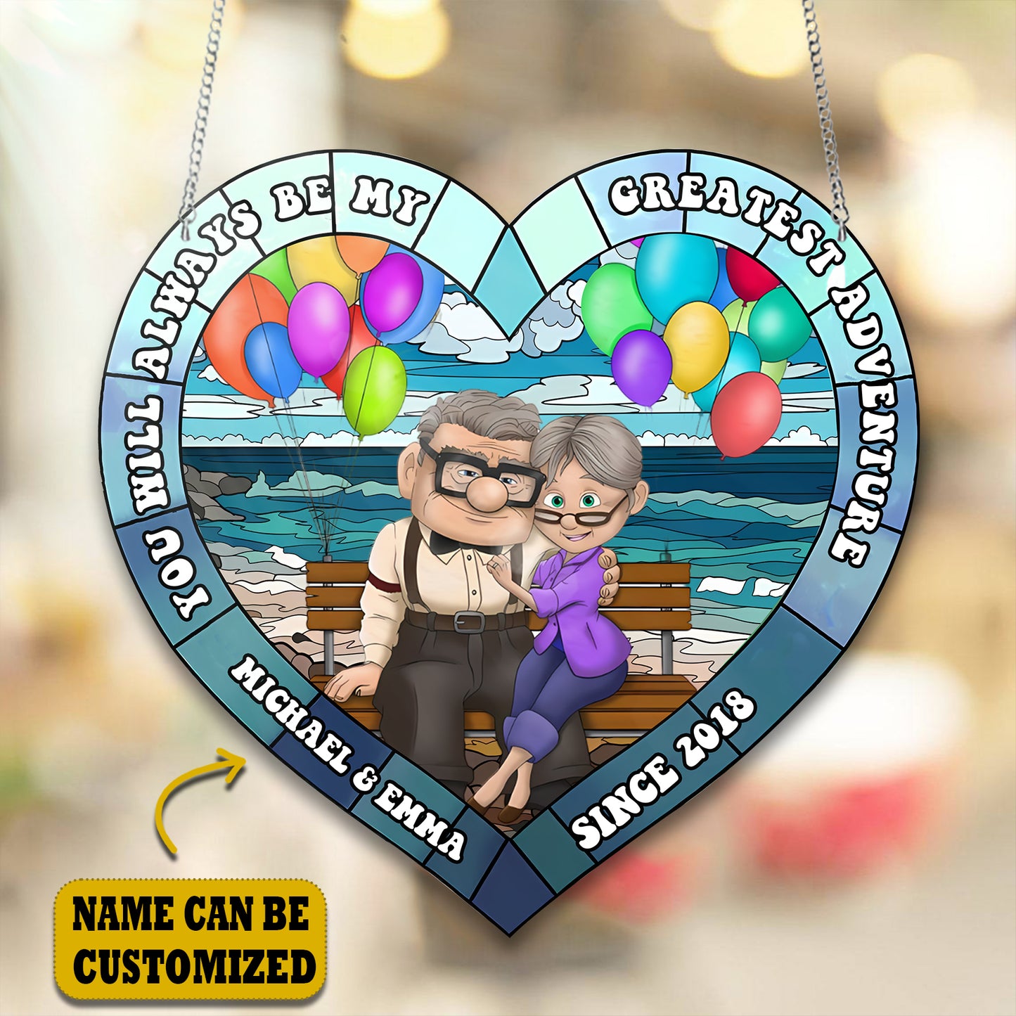 Old Couple Acrylic Window, Couple Acrylic Window Hanging