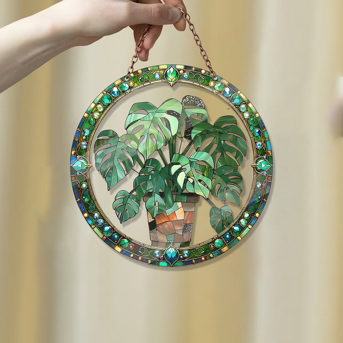 Monstera Plant Stained Glass Suncatcher 2