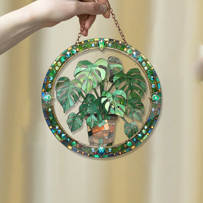 Monstera Plant Stained Glass Suncatcher 2