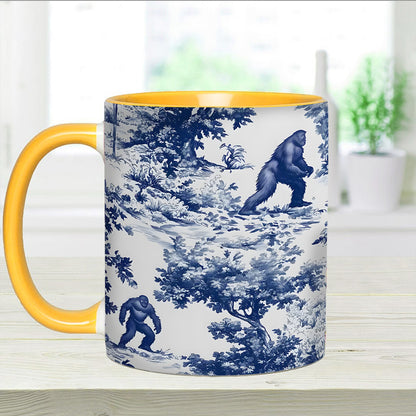 Bigfoot Sasquatch Print Forest Toile Funny Accent Mug