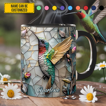 Artistic Hummingbird - Personalized Hummingbird Accent Mug