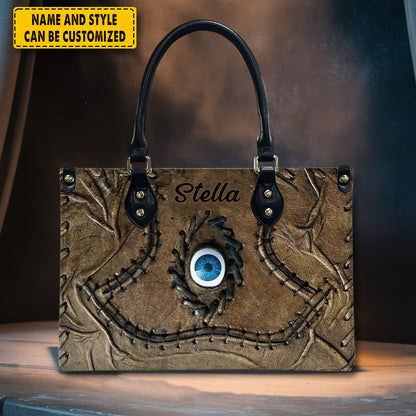 Halloween Book Of Spells Leather Handbag