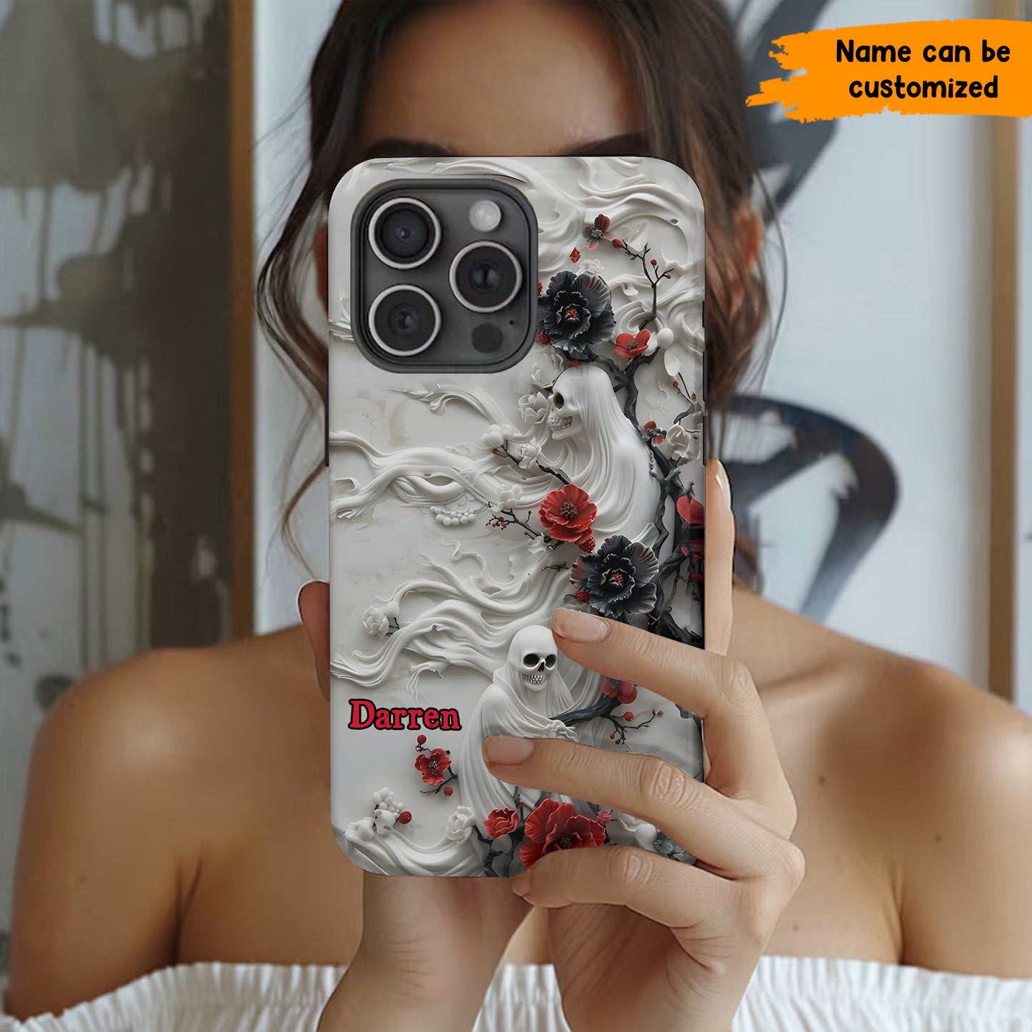 Personalized Floral Ghost Phone Case