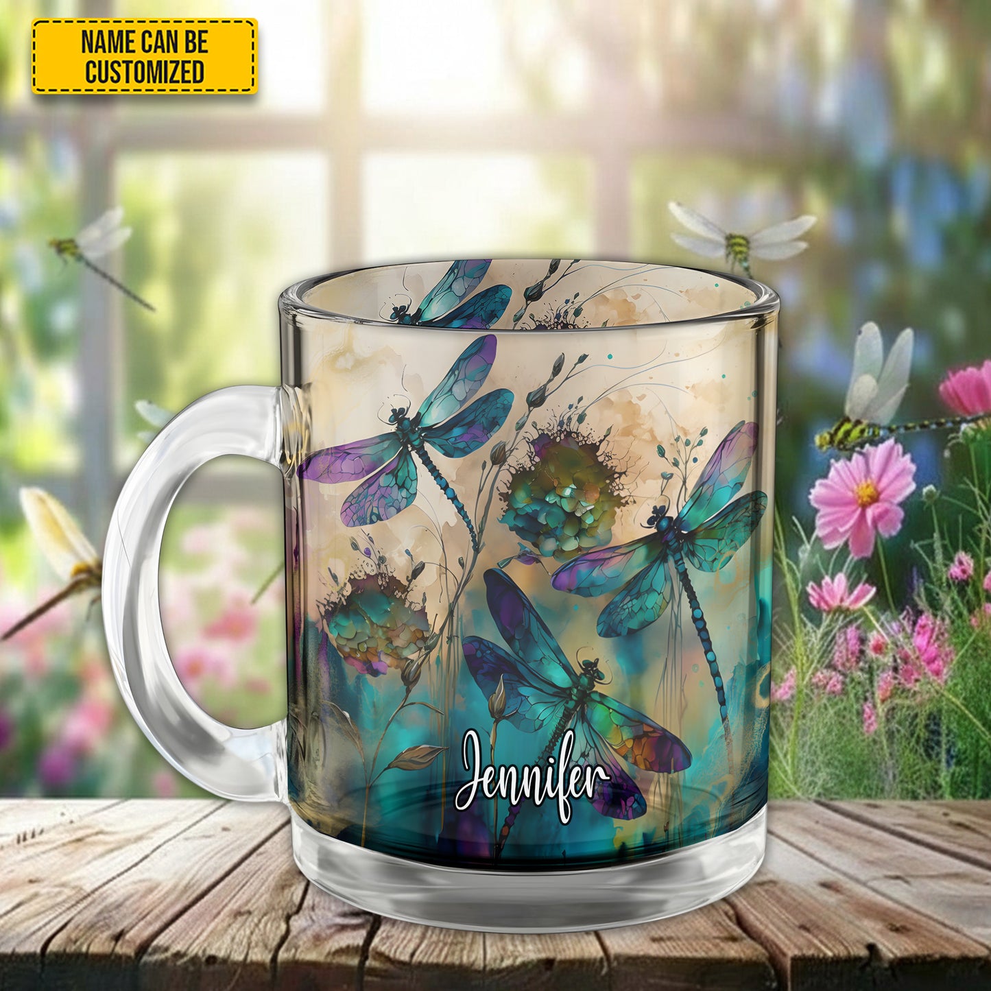 Dragonfly Colorful - Personalized Glass Mug
