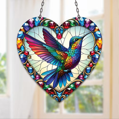 Vibrant Hummingbird Acrylic Window Hanging