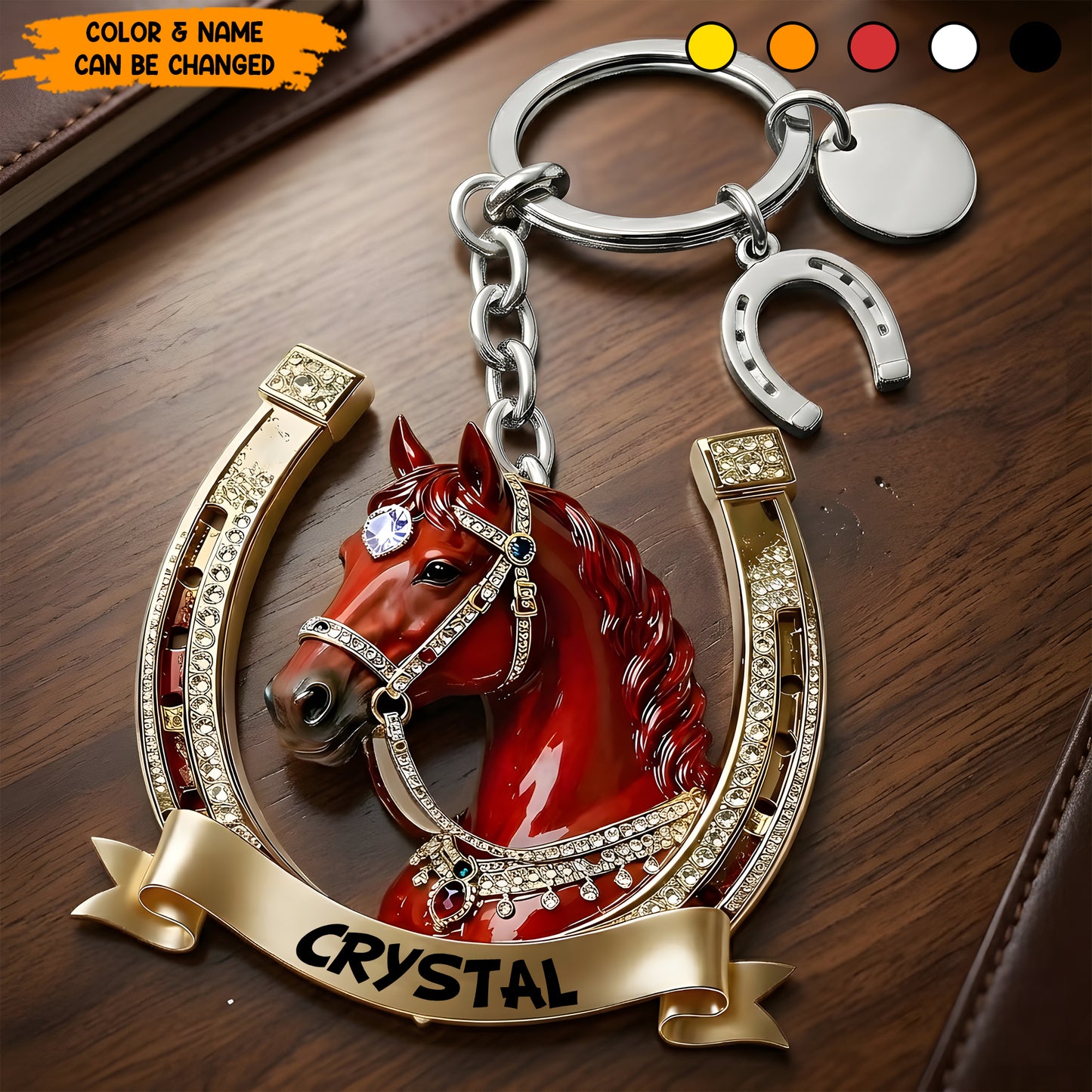Personalized Sparkle Horse Keychain