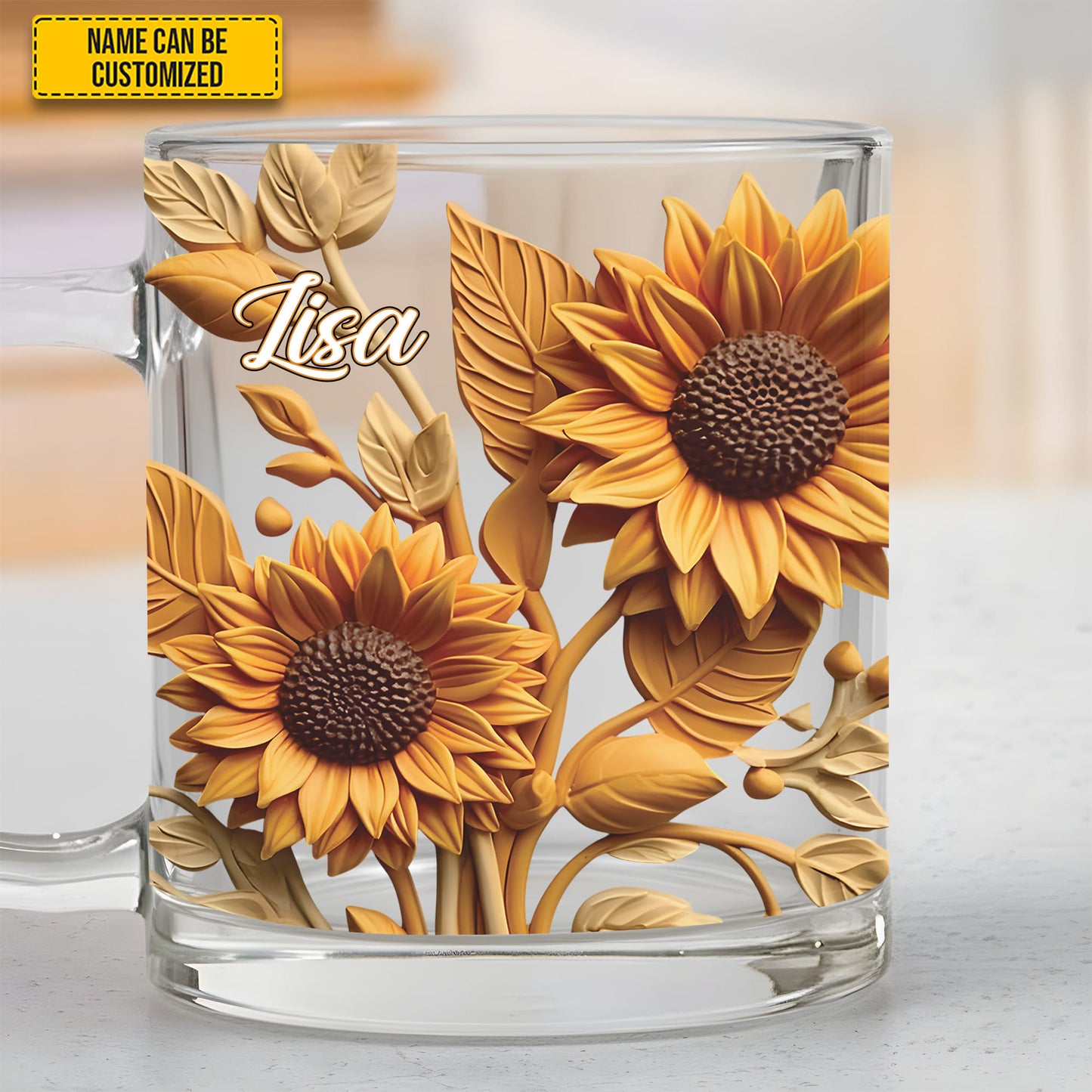 Beautiful Sunflower - Personalized Sunflower Glass Mug
