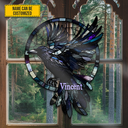 Raven - Personalized Stain Glass Window Hanging Suncatcher