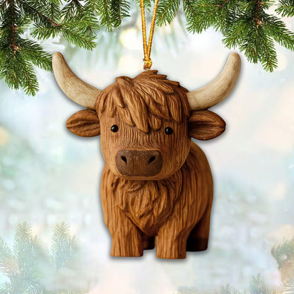 Cute Highland Cow Christmas Ornament
