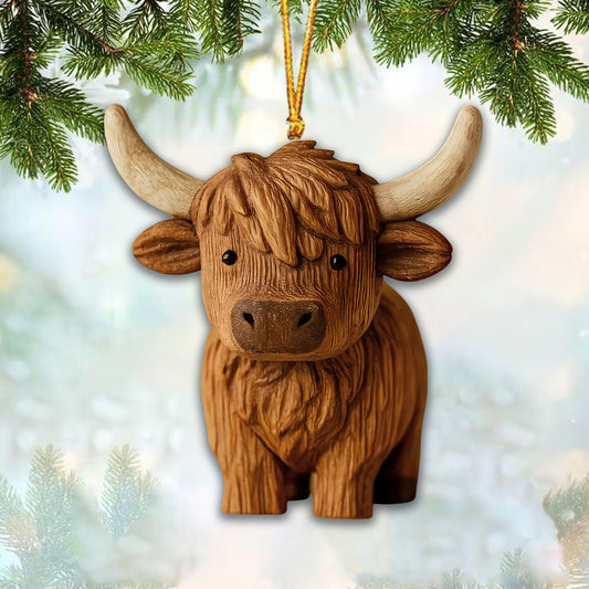 Cute Highland Cow Christmas Ornament