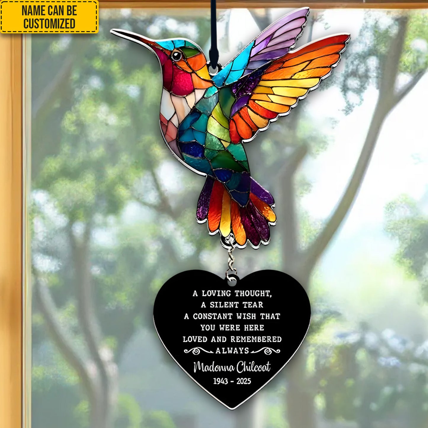 Personalized Hummingbird Memorial Acrylic Window