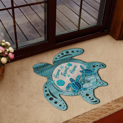 Turtle Awesome Couple - Personalized Turtle Shaped Doormat