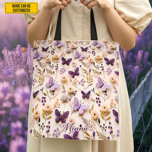 Floral Butterflies Tote Bag - Personalized Tote Bag