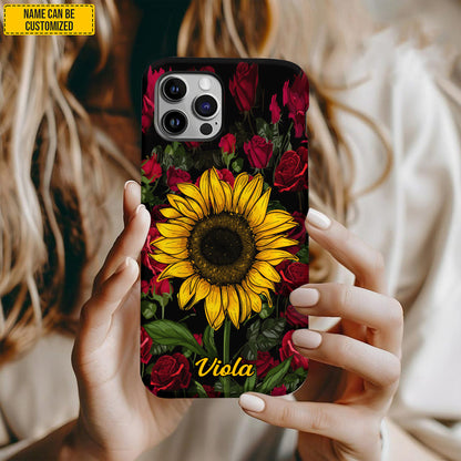 Personalized Sunflower & Rose Phone Case