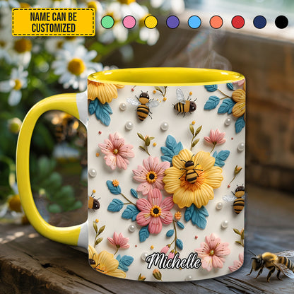 Personalized Bee & Bloom Accent Mug