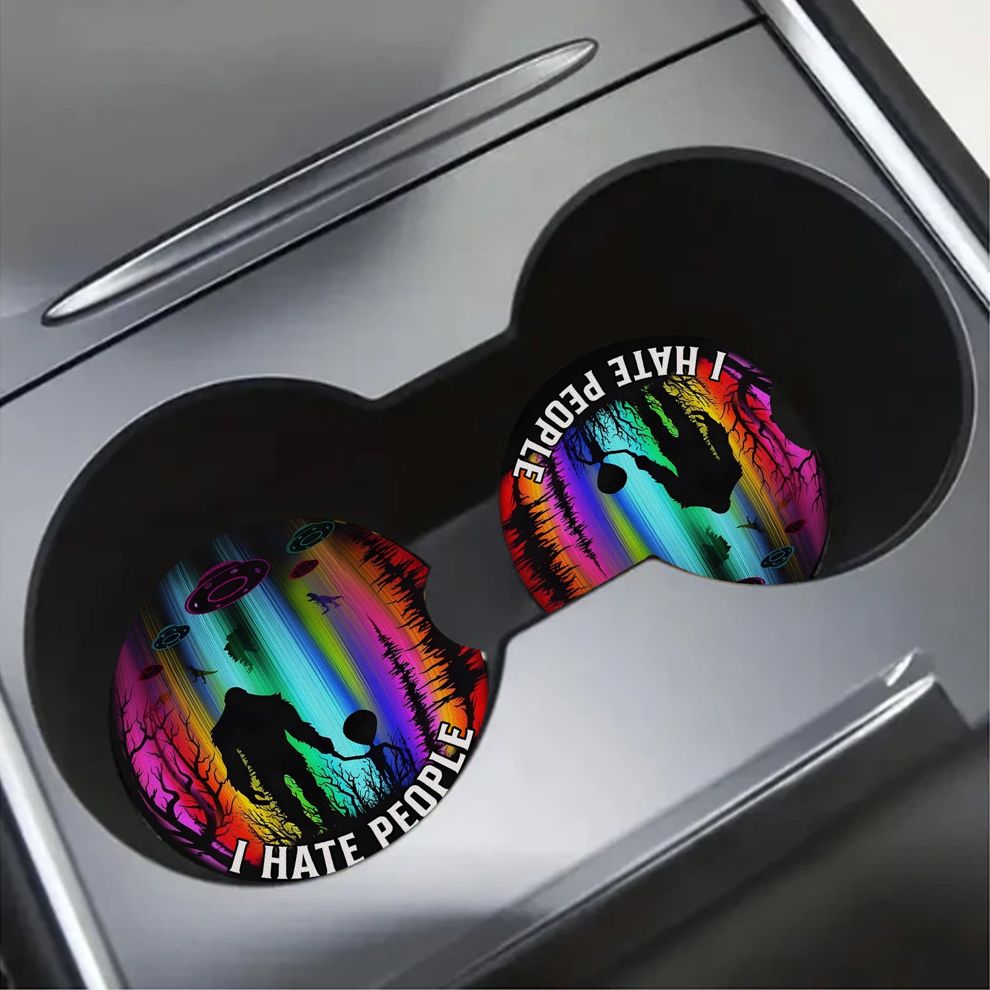 "I Hate People" Bigfoot With Alien Car Coaster