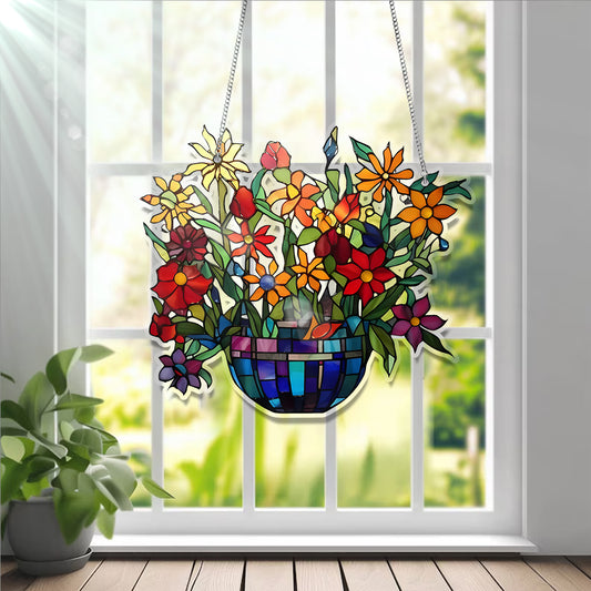 Colorful Flowers Acrylic Window Hanging