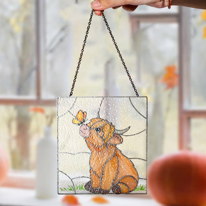 Highland Cow Stained Glass Suncatcher