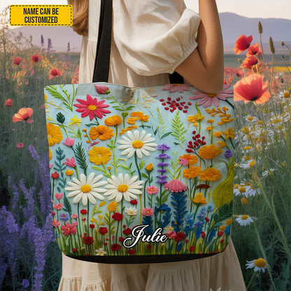 Flower Pattern - Personalized Tote Bag