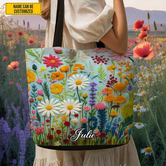 Flower Pattern - Personalized Tote Bag