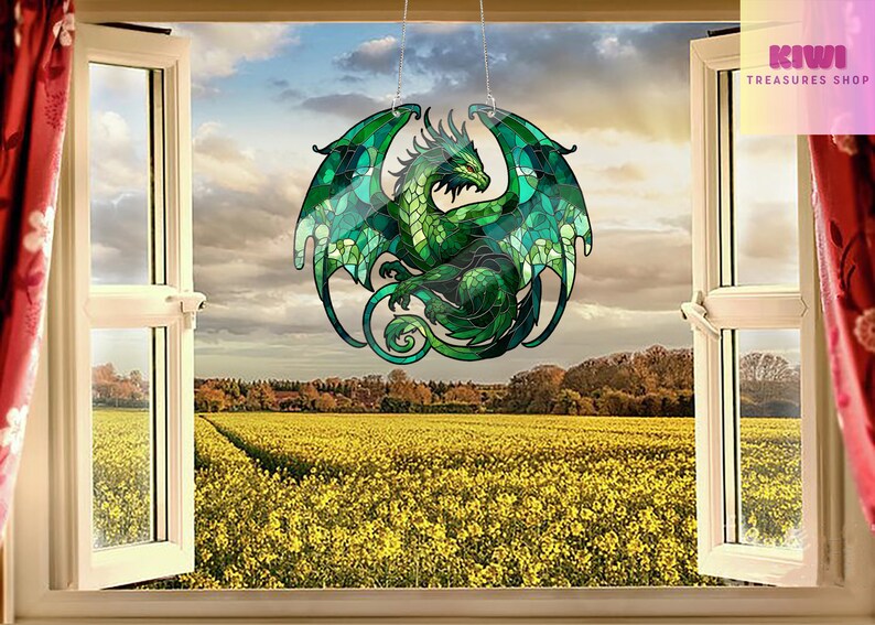 Green Dragon Acrylic Window Hanging