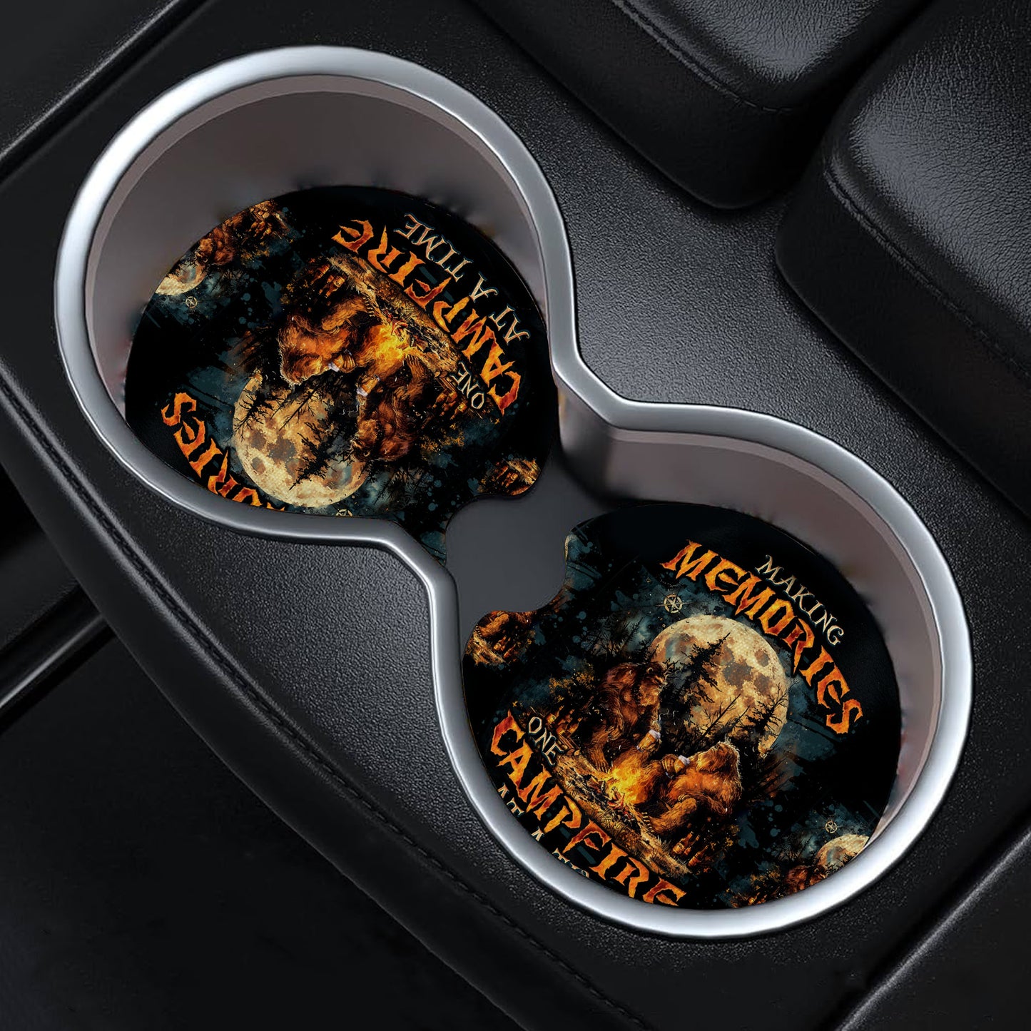Marking Memories One Campfire Bigfoot Car Coaster