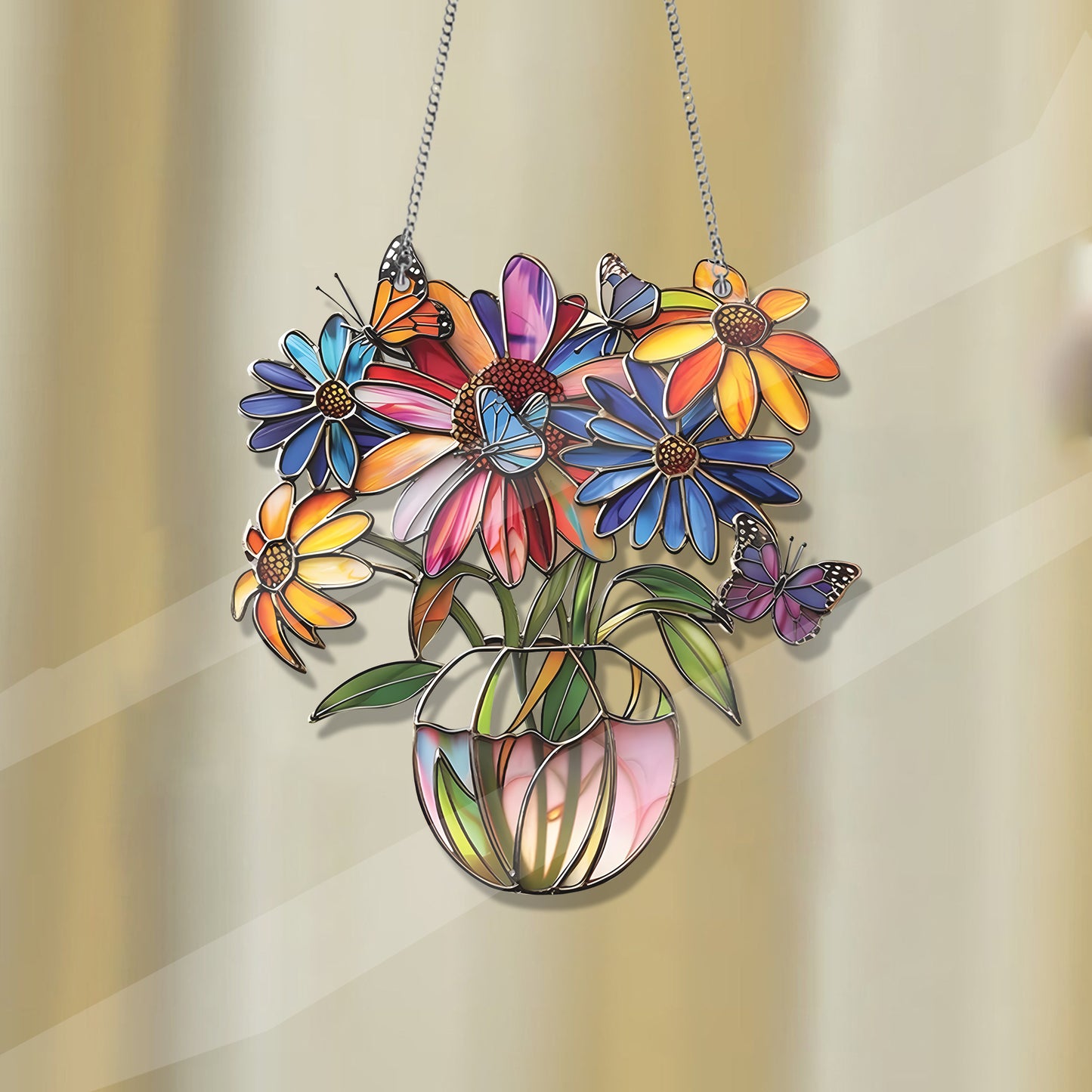 Sunflower And Butterfly Acrylic Window Hanging