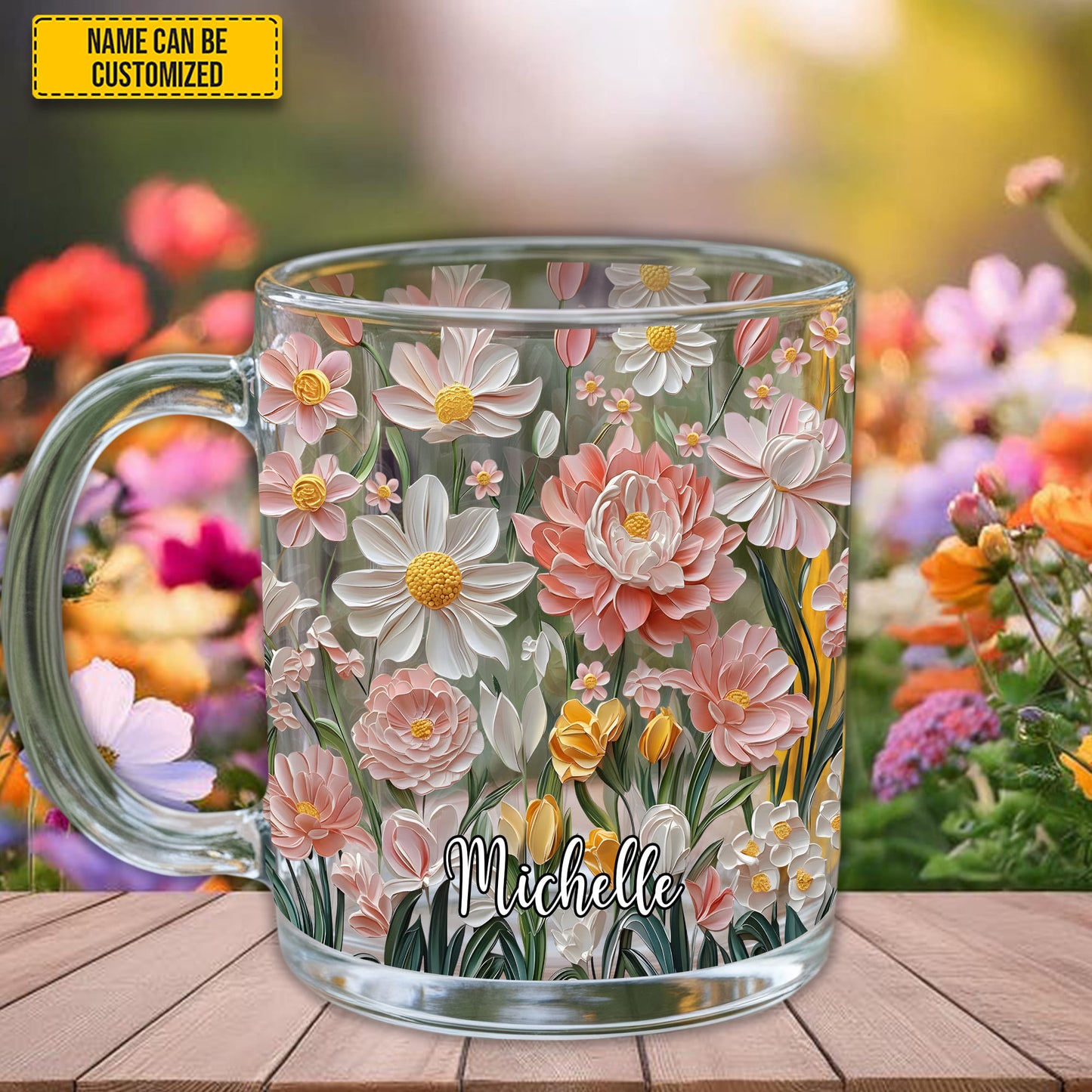 Personalized Wildflowers Glass Mug