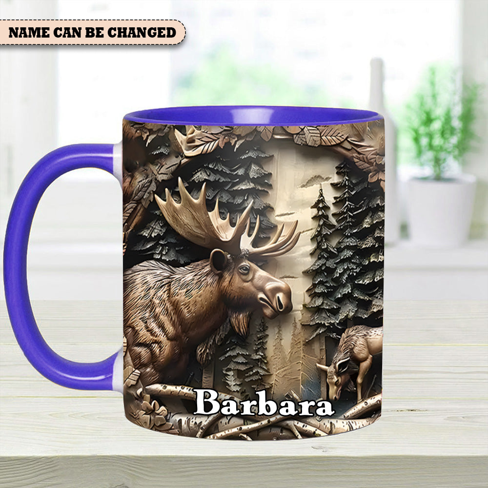 Vintage Moose Wreath Personalized Accent Mug – Rustic Gift for Mother’s Day & Nature Lovers