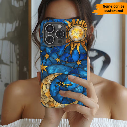 Celestial Grace – Personalized Moon & Sun Phone Case
