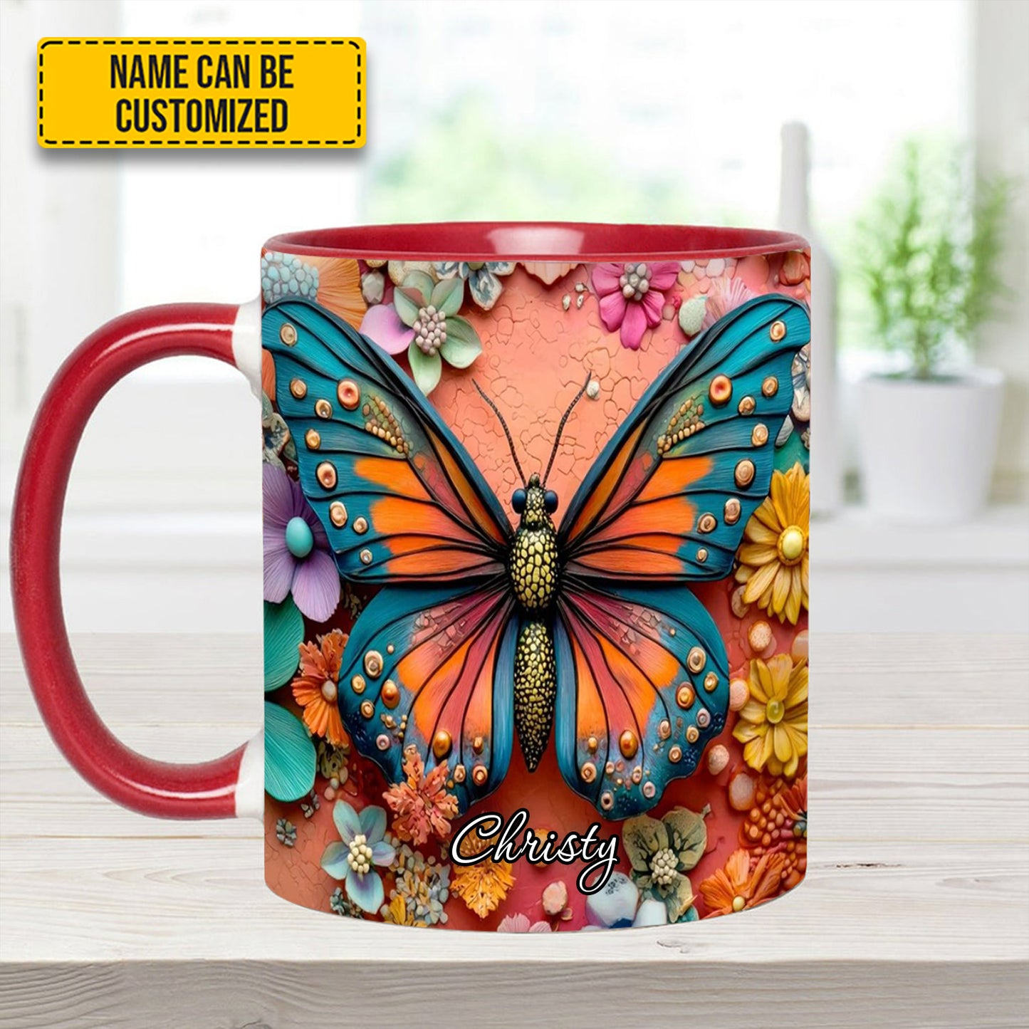 Colorful Butterfly - Personalized Butterfly Accent Mug