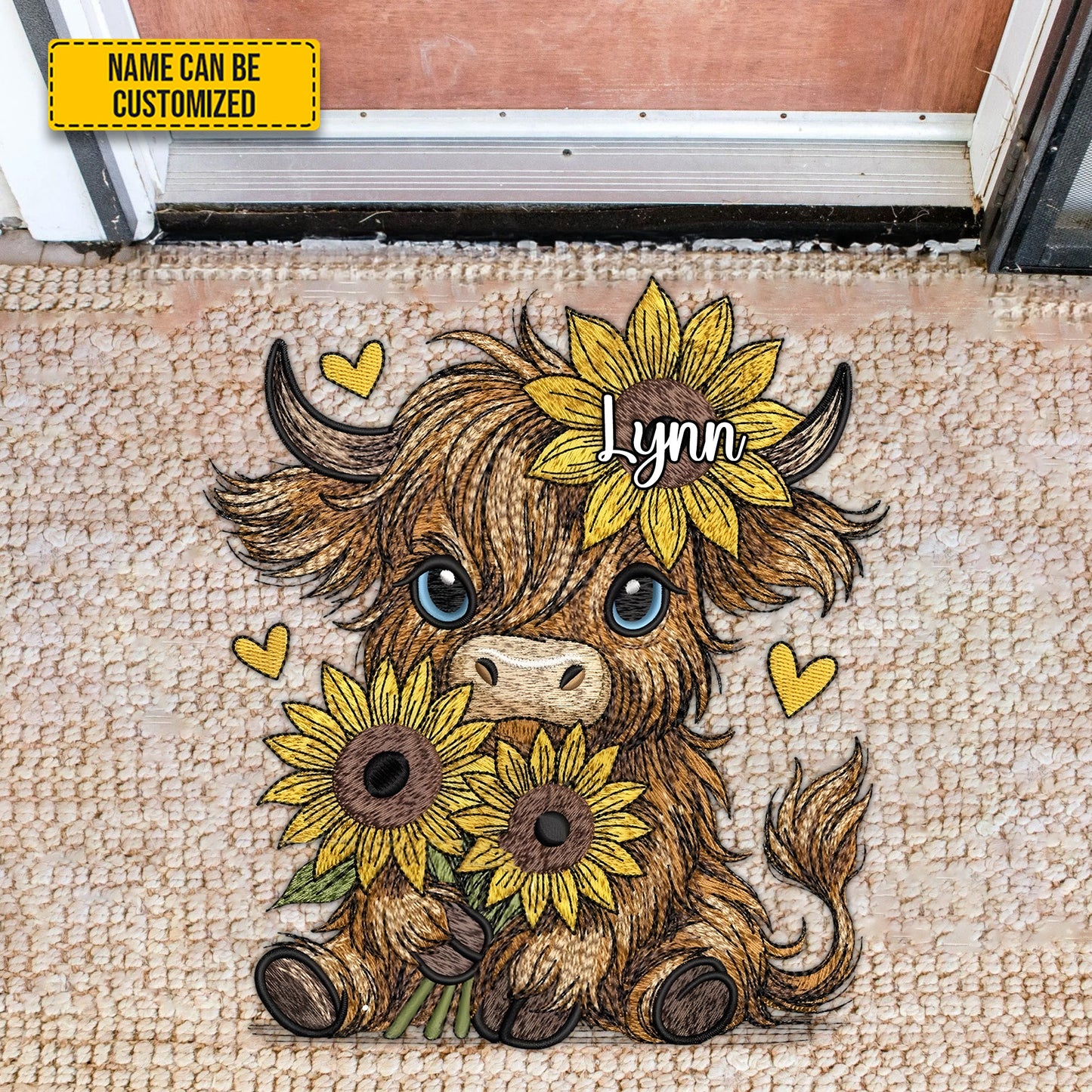 Cow Flowers - Personalized Cow Shaped Doormat