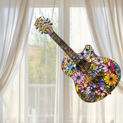 Guitar Acrylic Window Hanging, Stunning Guitar Window Decor for Music Lovers