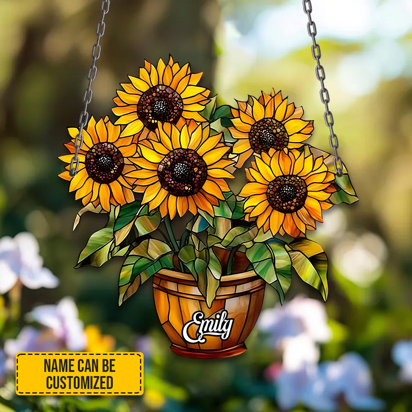 Personalized Vibrant Sunflowers Window Hanging Acrylic