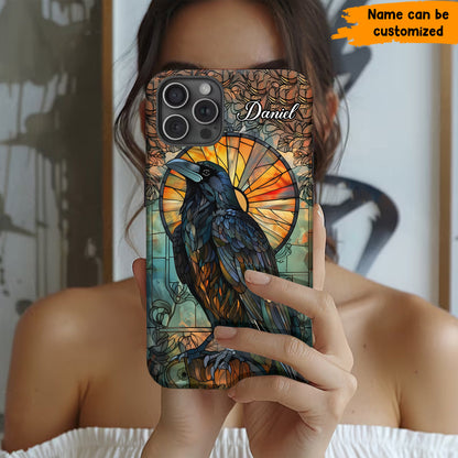 Stained Glass Raven - Personalized Raven Phone Case