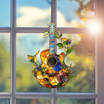 Guitar and Flower ACRYLIC Window Hanging