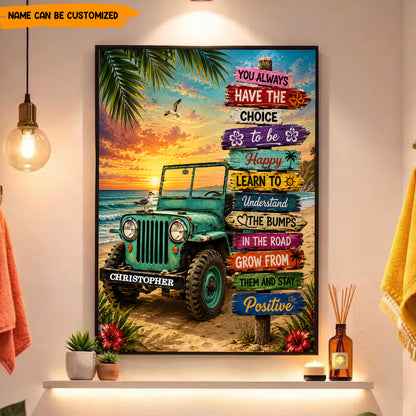 Ocean Breeze Jeep Life – Personalized Poster Canvas