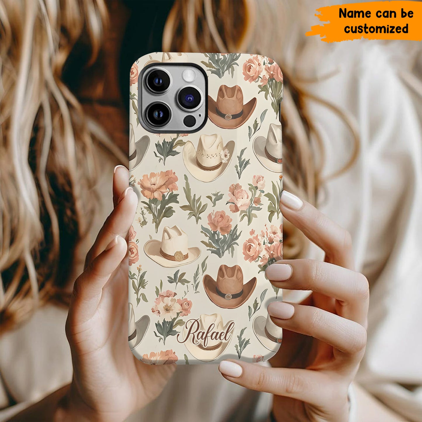 Cowgirl Hat Flowers - Personalized Phone Case