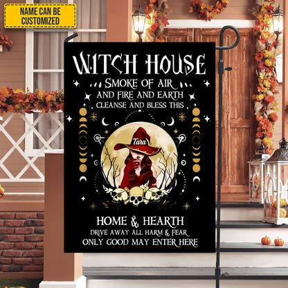 Witch House - Personalized Halloween Garden Flag, House Flag