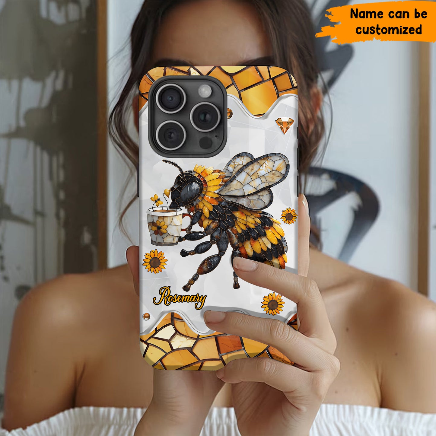 Personalized Stained Glass Bee Phone Case