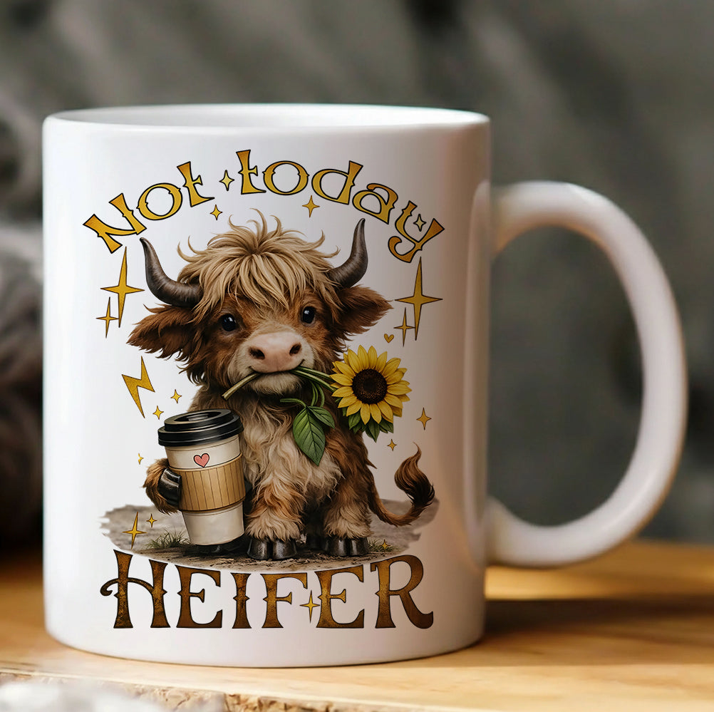 Not Today Heifer – Highland Cow White Mug