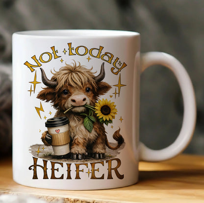 Not Today Heifer – Highland Cow White Mug