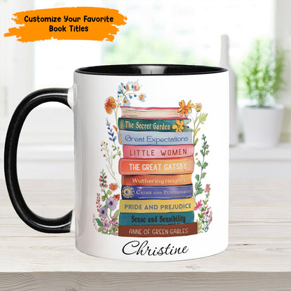 Book Lover’s Stack – Personalized Book Accent Mug