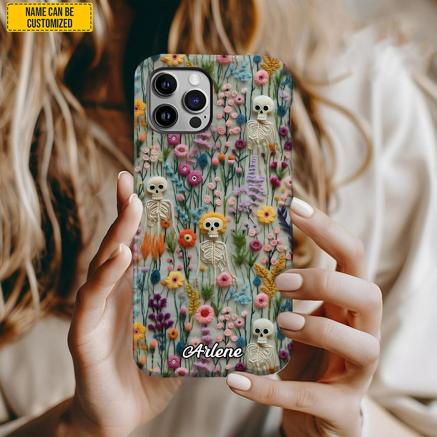 Personalized Skull Floral Phone Case