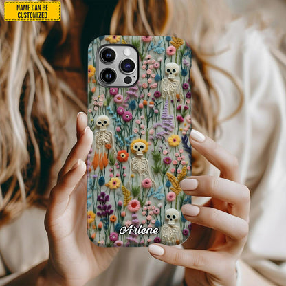 Personalized Skull Floral Phone Case