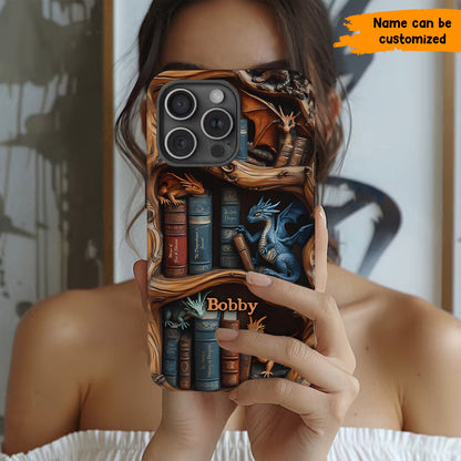 Personalized Dragon & Bookshelf Phone Case