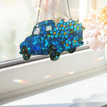 Forget Me Not Truck Acrylic Window Hanging Hologram