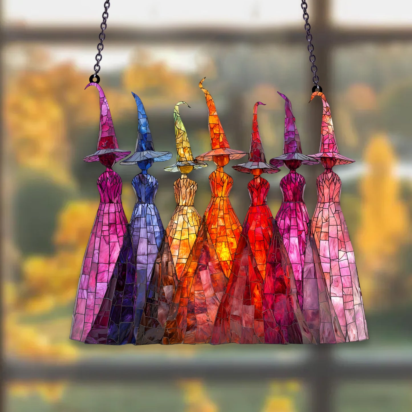 Colorful Witch ACRYLIC Window Suncatcher Decor