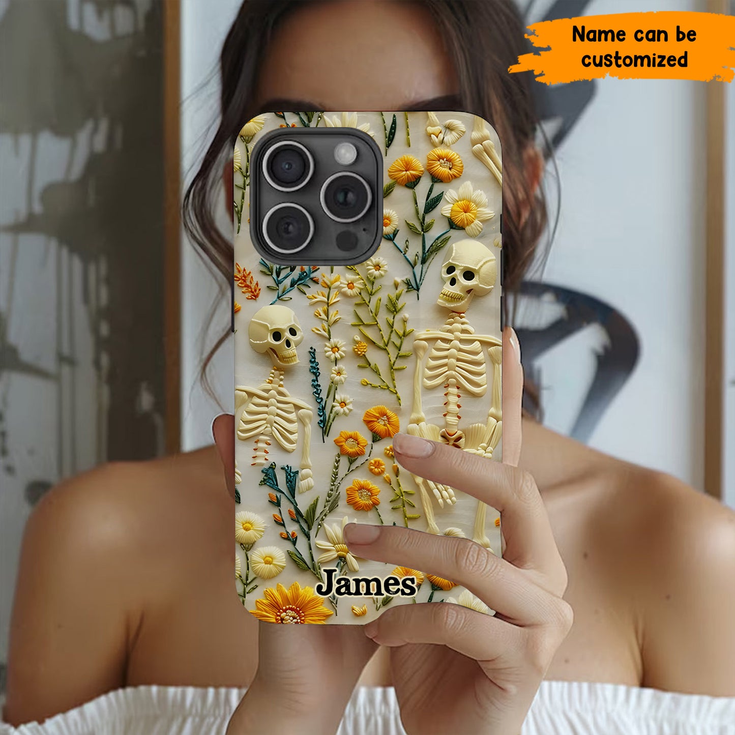 Personalized Skeleton Flower Phone Case