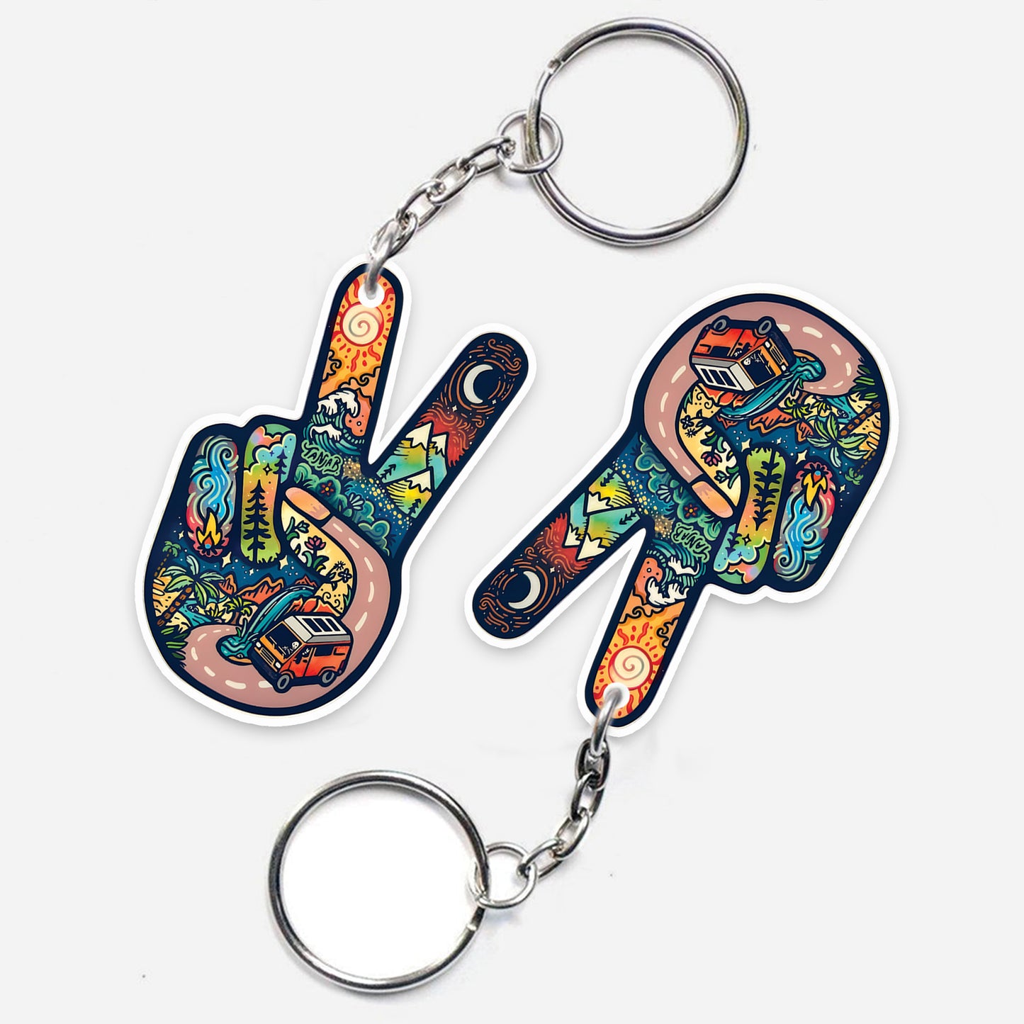 Peace & Love Retro Keychain